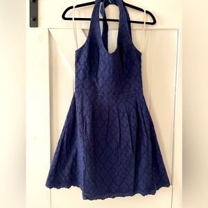 Lily Pulitzer Navy Eyelet Lace Halter Dress